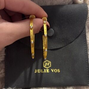 Julie Vos Gold Hoop Earrings with Pearl Accents